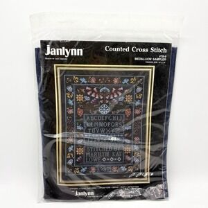 NOS 1987 Vintage Janlynn Counted Cross Stitch Kit Medallion Sampler #78-9
